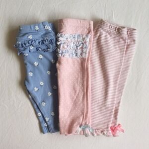 mixed brands 3-pack ruffle leggings bundle 3 months baby girl